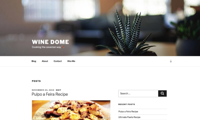 صفحه نمونه تم Wine Dome برای نحوه ساخت یک وب سایت وردپرس